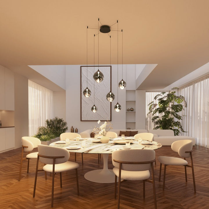 6-Light Adjustable Glass Pendant Light