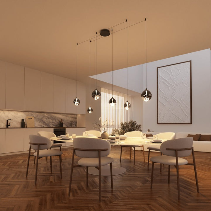 6-Light Adjustable Glass Pendant Light