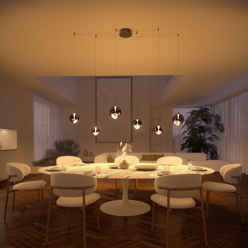 6-Light Adjustable Glass Pendant Light