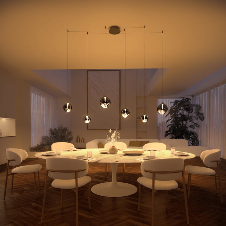 6-Light Adjustable Glass Pendant Light