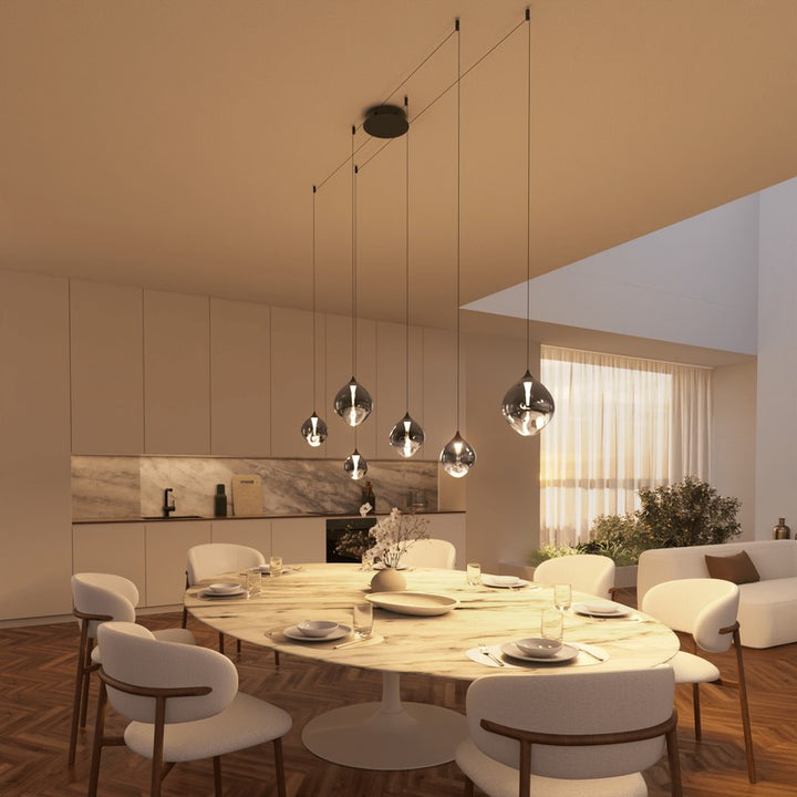 6-Light Adjustable Glass Pendant Light