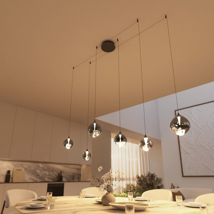 6-Light Adjustable Glass Pendant Light