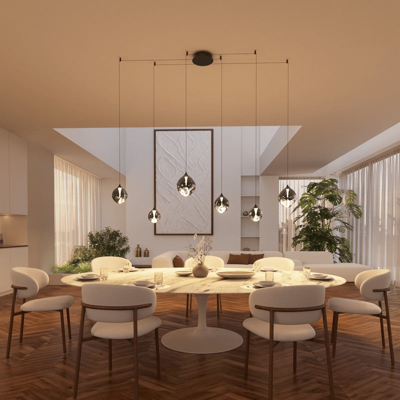 6-Light Adjustable Glass Pendant Light