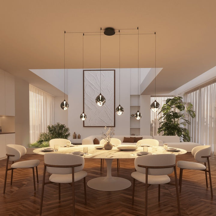6-Light Adjustable Glass Pendant Light