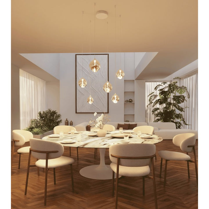6-Light Adjustable Glass Pendant Light