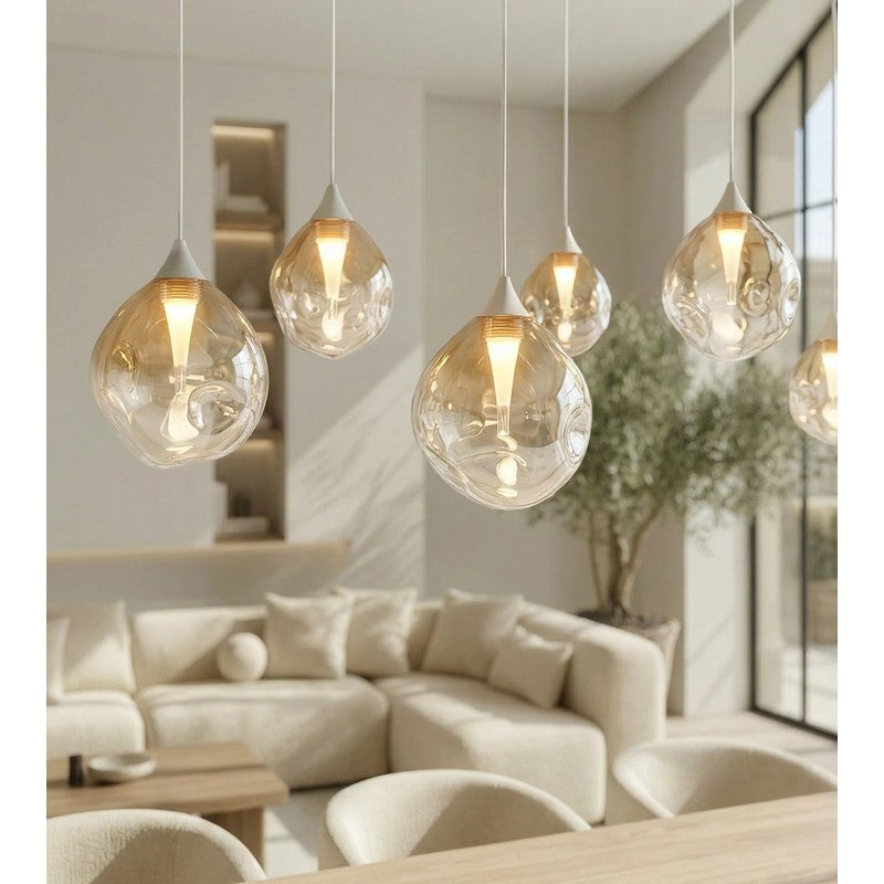 6-Light Adjustable Glass Pendant Light