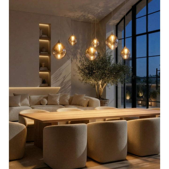 6-Light Adjustable Glass Pendant Light