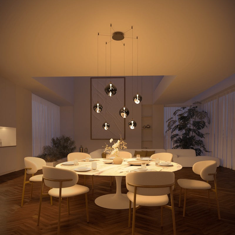 6-Light Adjustable Glass Pendant Light