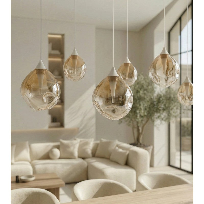 6-Light Adjustable Glass Pendant Light