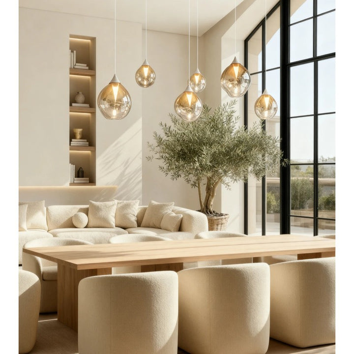6-Light Adjustable Glass Pendant Light