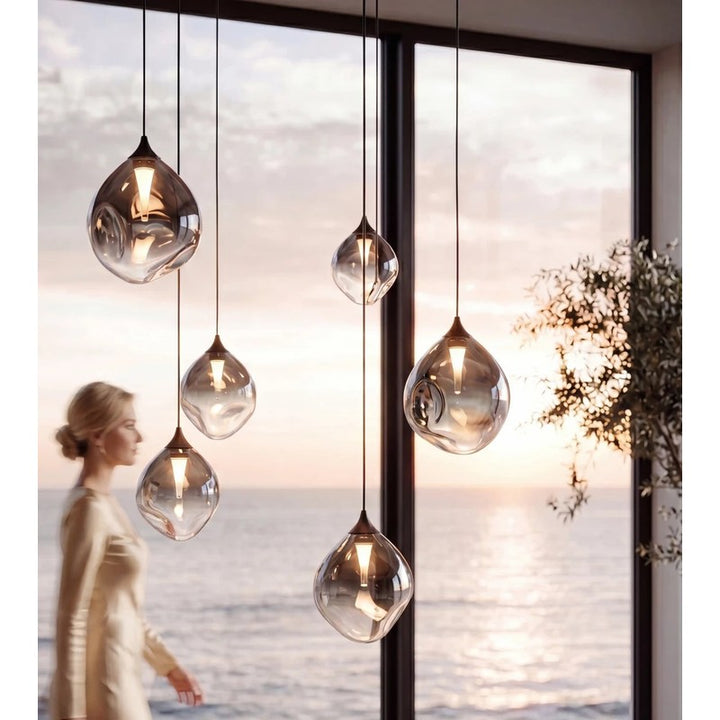 6-Light Adjustable Glass Pendant Light