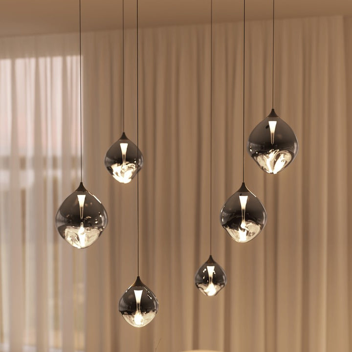 6-Light Adjustable Glass Pendant Light