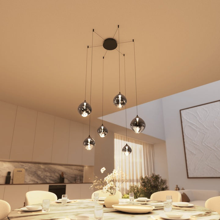 6-Light Adjustable Glass Pendant Light