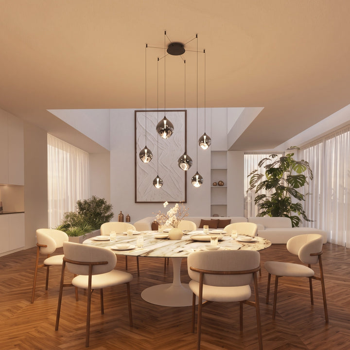 6-Light Adjustable Glass Pendant Light