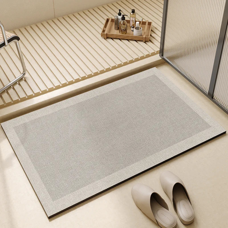 Bath Mat - Rectangular Floor Mat with Border Trim