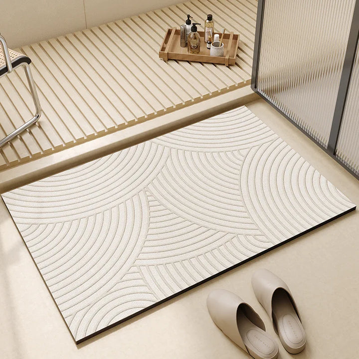 Bath Mat - Rectangular Floor Mat with Border Trim