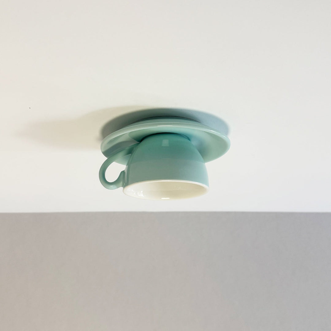 Ceiling Mounted Cup Lamp Glazed Ceramic Saucer Shade