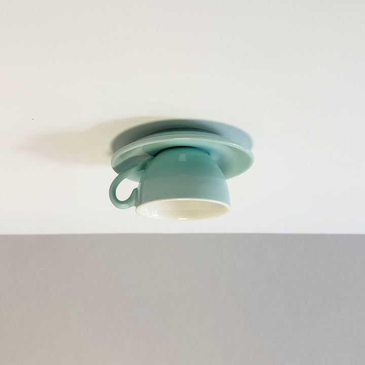 Ceiling Mounted Cup Lamp Glazed Ceramic Saucer Shade