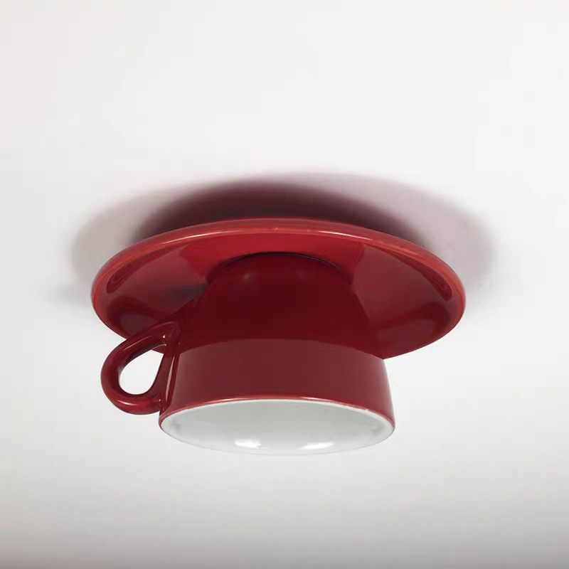Ceiling Mounted Cup Lamp Glazed Ceramic Saucer Shade