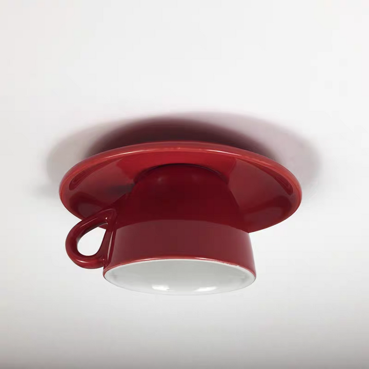 Ceiling Mounted Cup Lamp Glazed Ceramic Saucer Shade