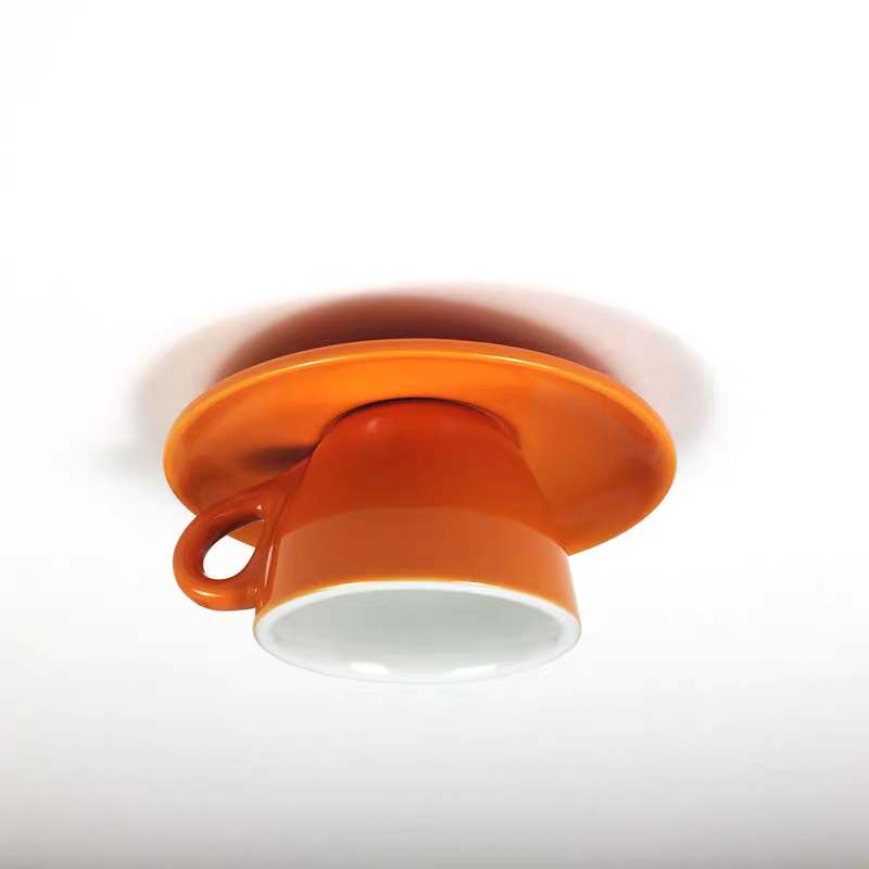 Ceiling Mounted Cup Lamp Glazed Ceramic Saucer Shade