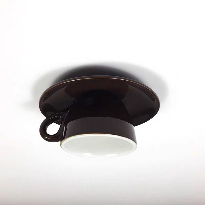 Ceiling Mounted Cup Lamp Glazed Ceramic Saucer Shade