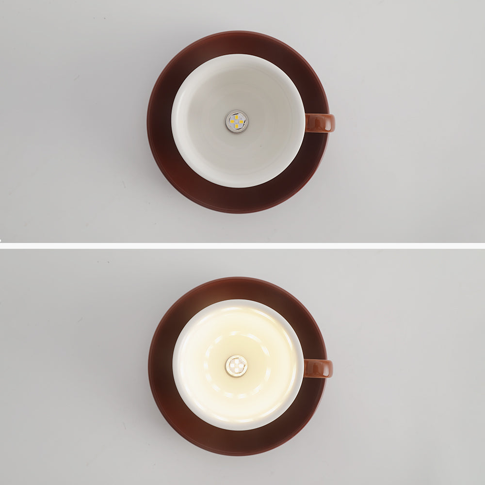 Ceiling Mounted Cup Lamp Glazed Ceramic Saucer Shade
