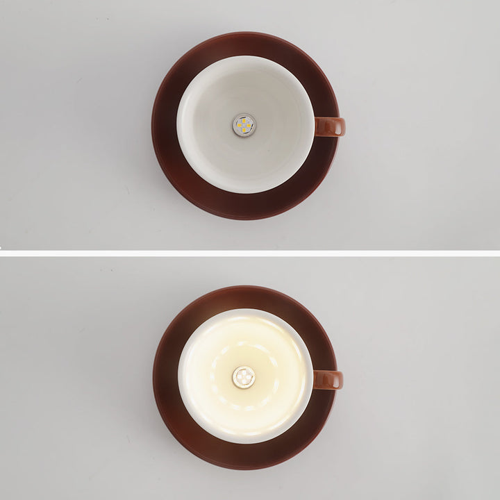 Ceiling Mounted Cup Lamp Glazed Ceramic Saucer Shade