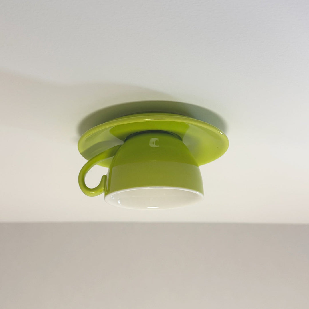 Ceiling Mounted Cup Lamp Glazed Ceramic Saucer Shade