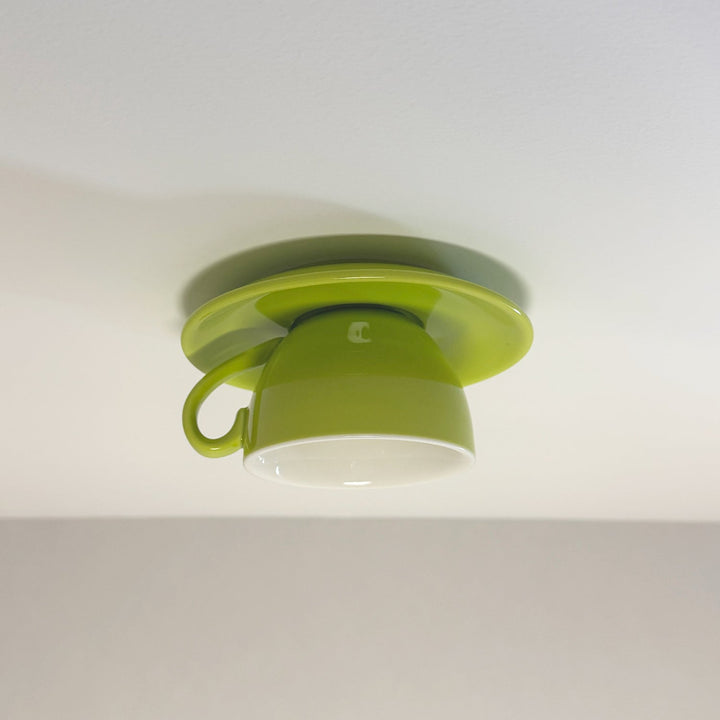 Ceiling Mounted Cup Lamp Glazed Ceramic Saucer Shade
