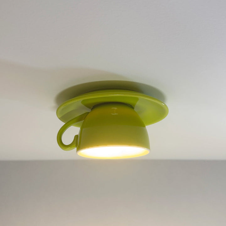 Ceiling Mounted Cup Lamp Glazed Ceramic Saucer Shade