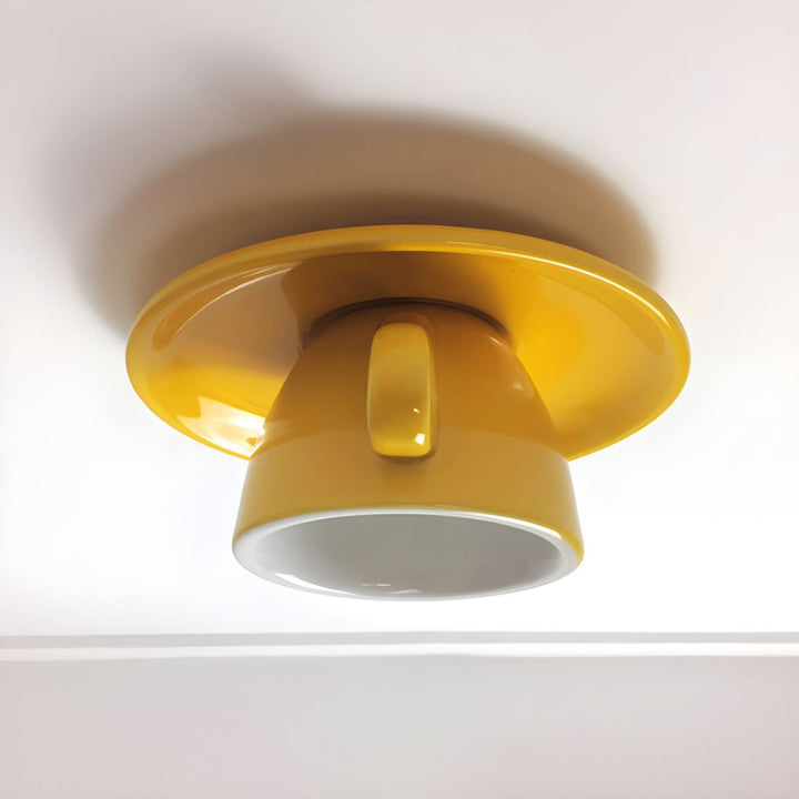 Ceiling Mounted Cup Lamp Glazed Ceramic Saucer Shade