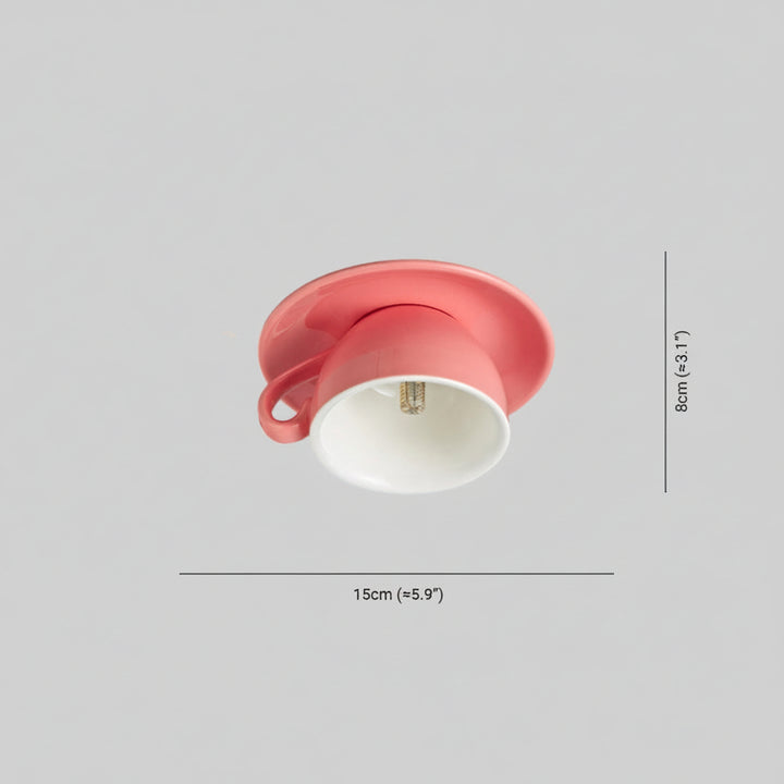 Ceiling Mounted Cup Lamp Glazed Ceramic Saucer Shade