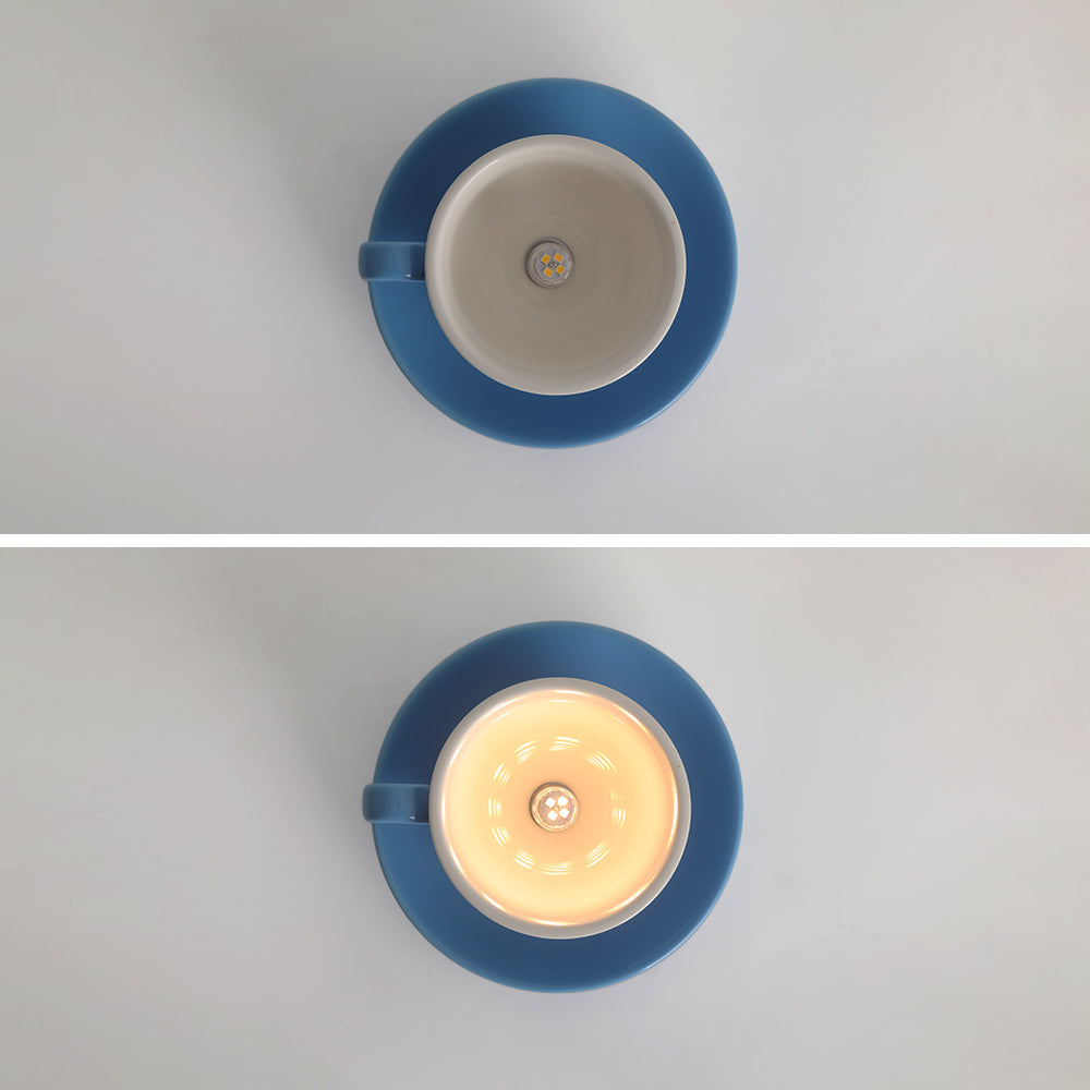 Ceiling Mounted Cup Lamp Glazed Ceramic Saucer Shade