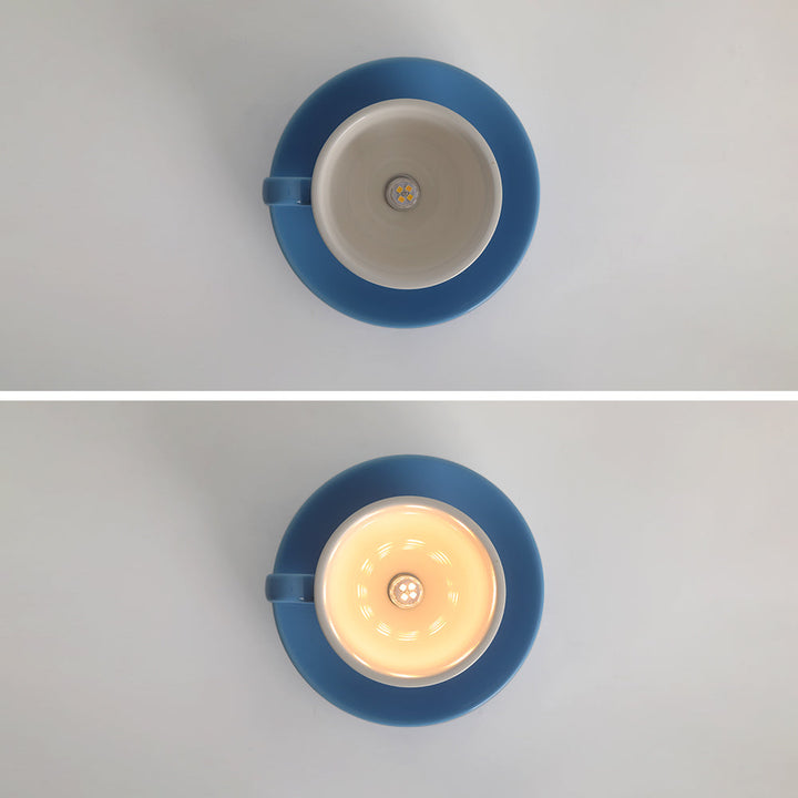 Ceiling Mounted Cup Lamp Glazed Ceramic Saucer Shade