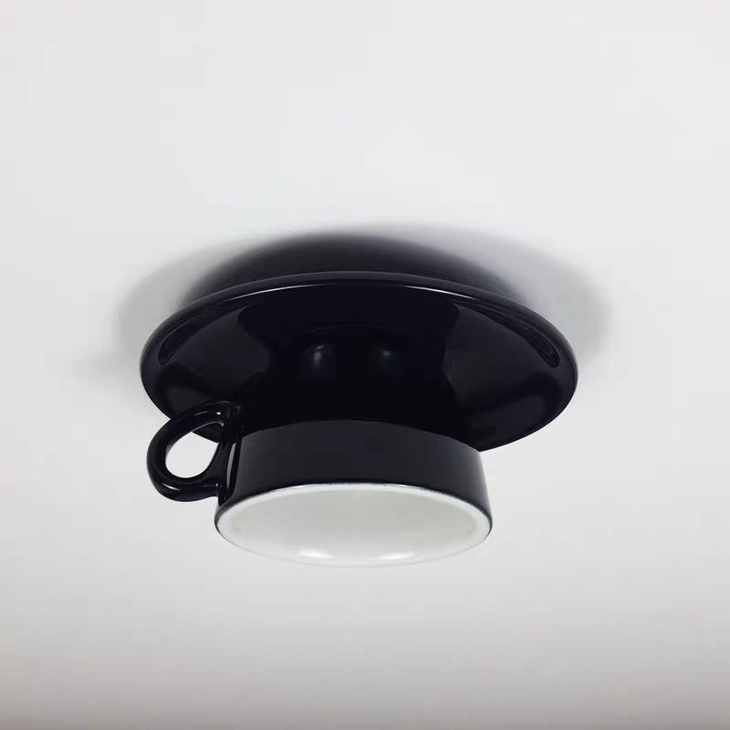 Ceiling Mounted Cup Lamp Glazed Ceramic Saucer Shade