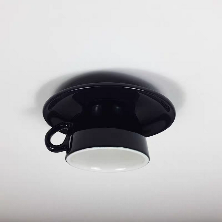 Ceiling Mounted Cup Lamp Glazed Ceramic Saucer Shade
