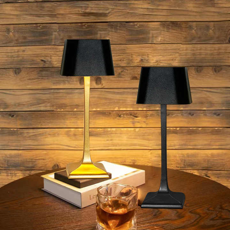 Cordless Rechargeable Table Lamp - Empire Shade with Column Stem