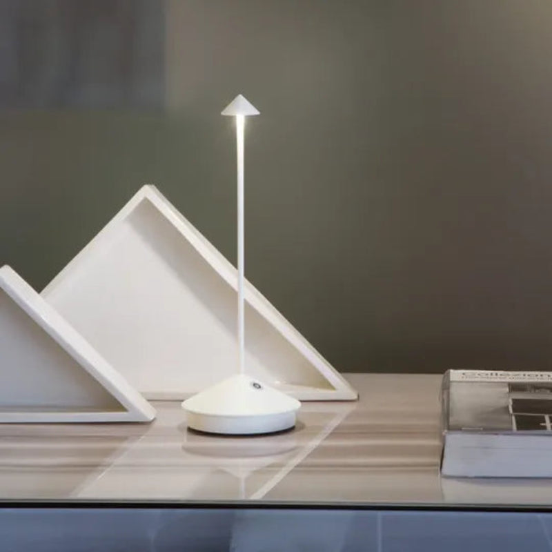 Cordless Table Lamp LED Slim Stem with Cone Shade