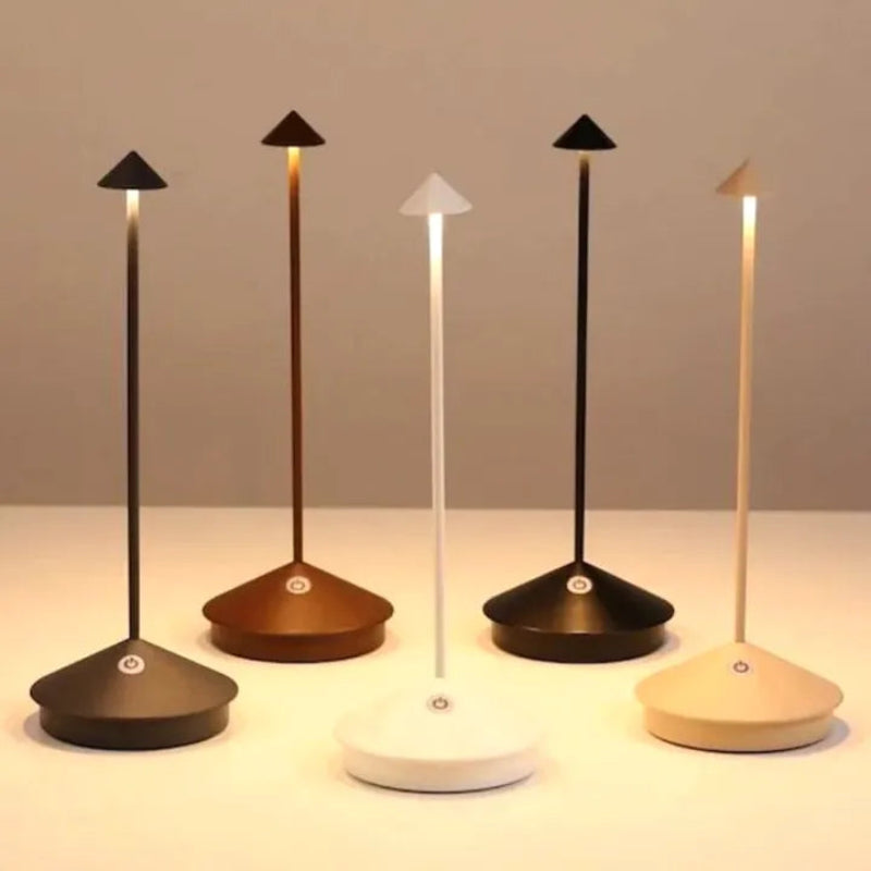 Cordless Table Lamp LED Slim Stem with Cone Shade