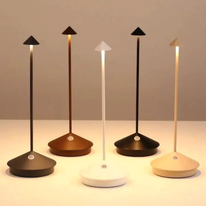 Cordless Table Lamp LED Slim Stem with Cone Shade