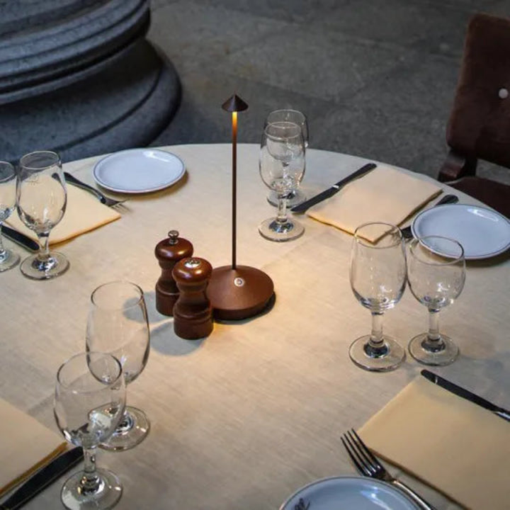Cordless Table Lamp LED Slim Stem with Cone Shade