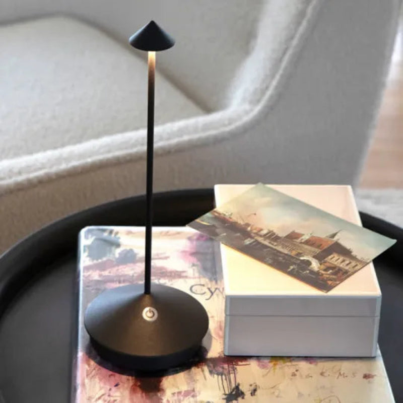 Cordless Table Lamp LED Slim Stem with Cone Shade