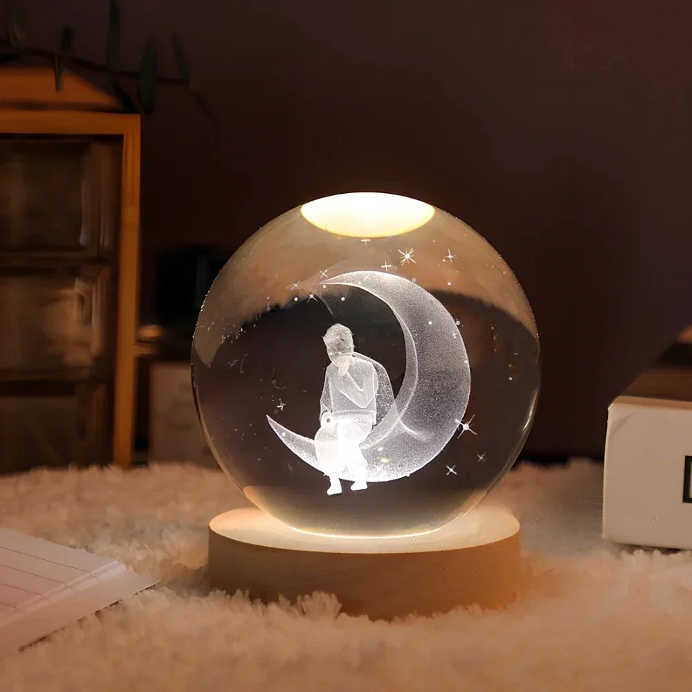 Crystal Ball Night Light - 3D Laser Engraved Sphere