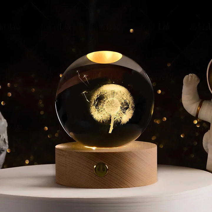 Crystal Ball Night Light - 3D Laser Engraved Sphere