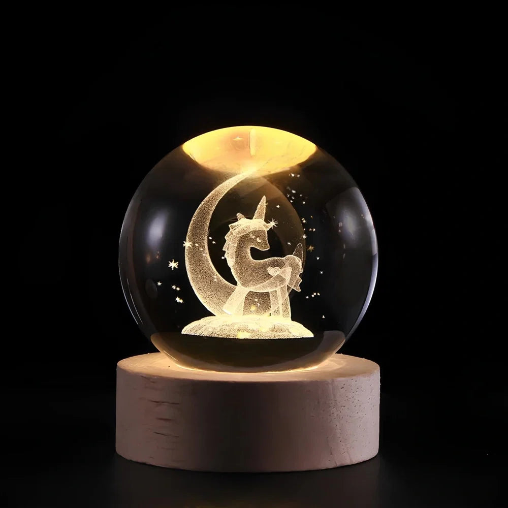 Crystal Ball Night Light - 3D Laser Engraved Sphere