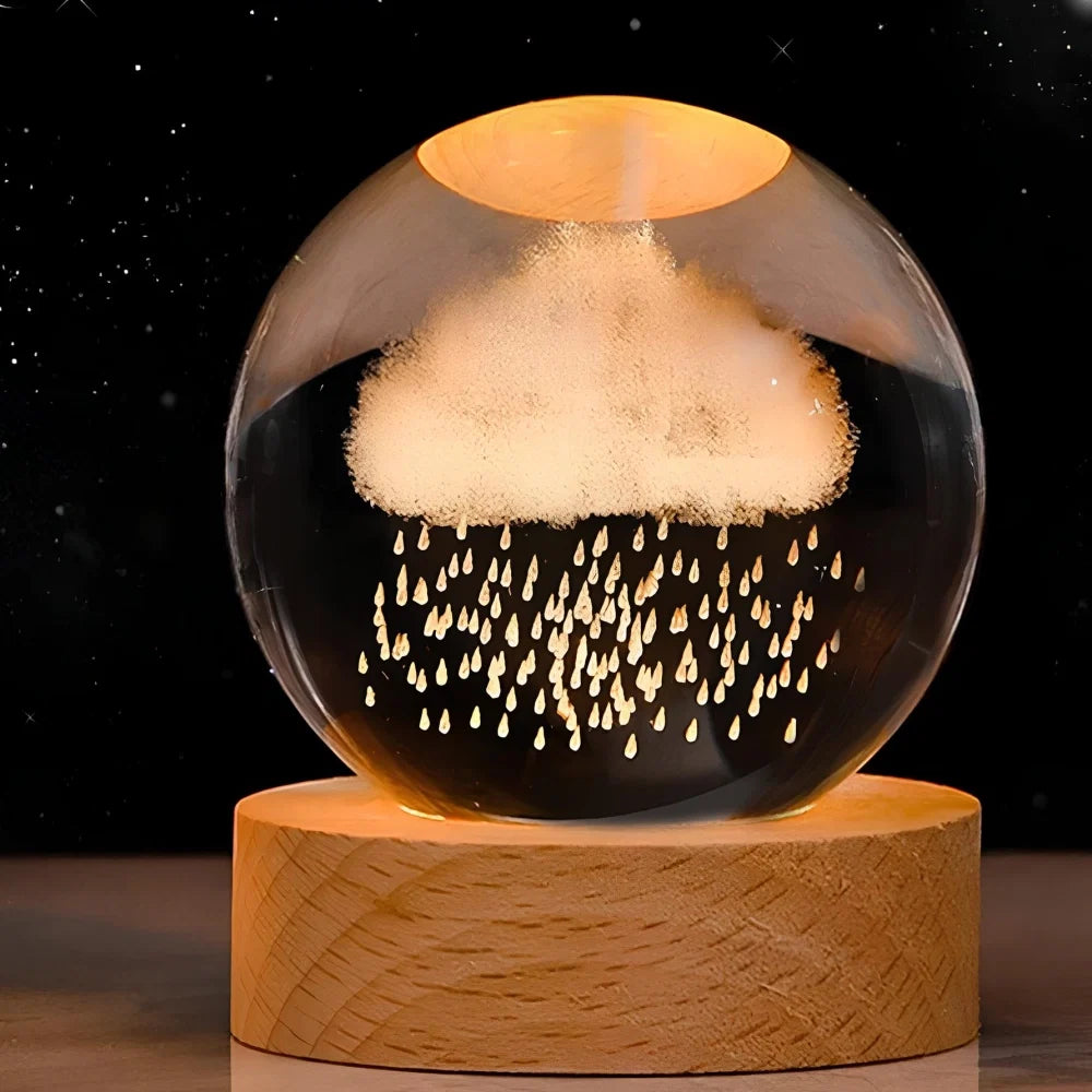 Crystal Ball Night Light - 3D Laser Engraved Sphere