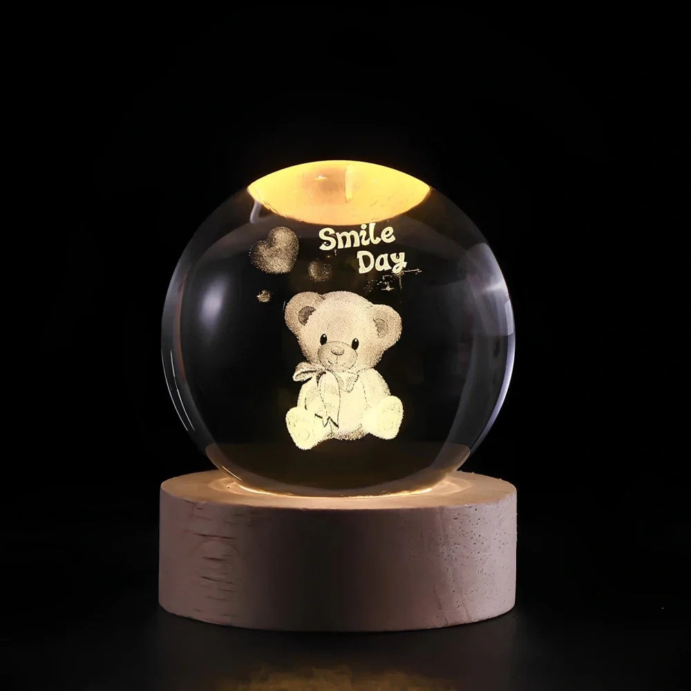 Crystal Ball Night Light - 3D Laser Engraved Sphere