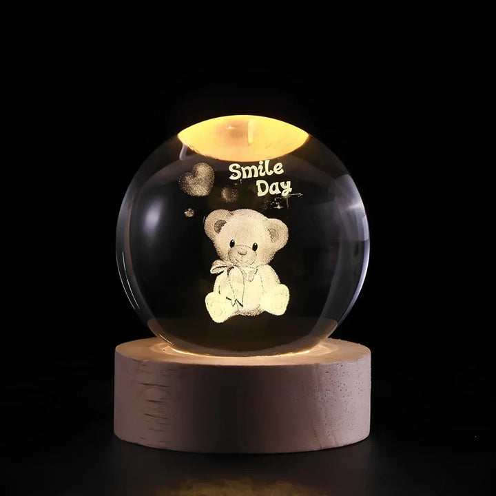 Crystal Ball Night Light - 3D Laser Engraved Sphere
