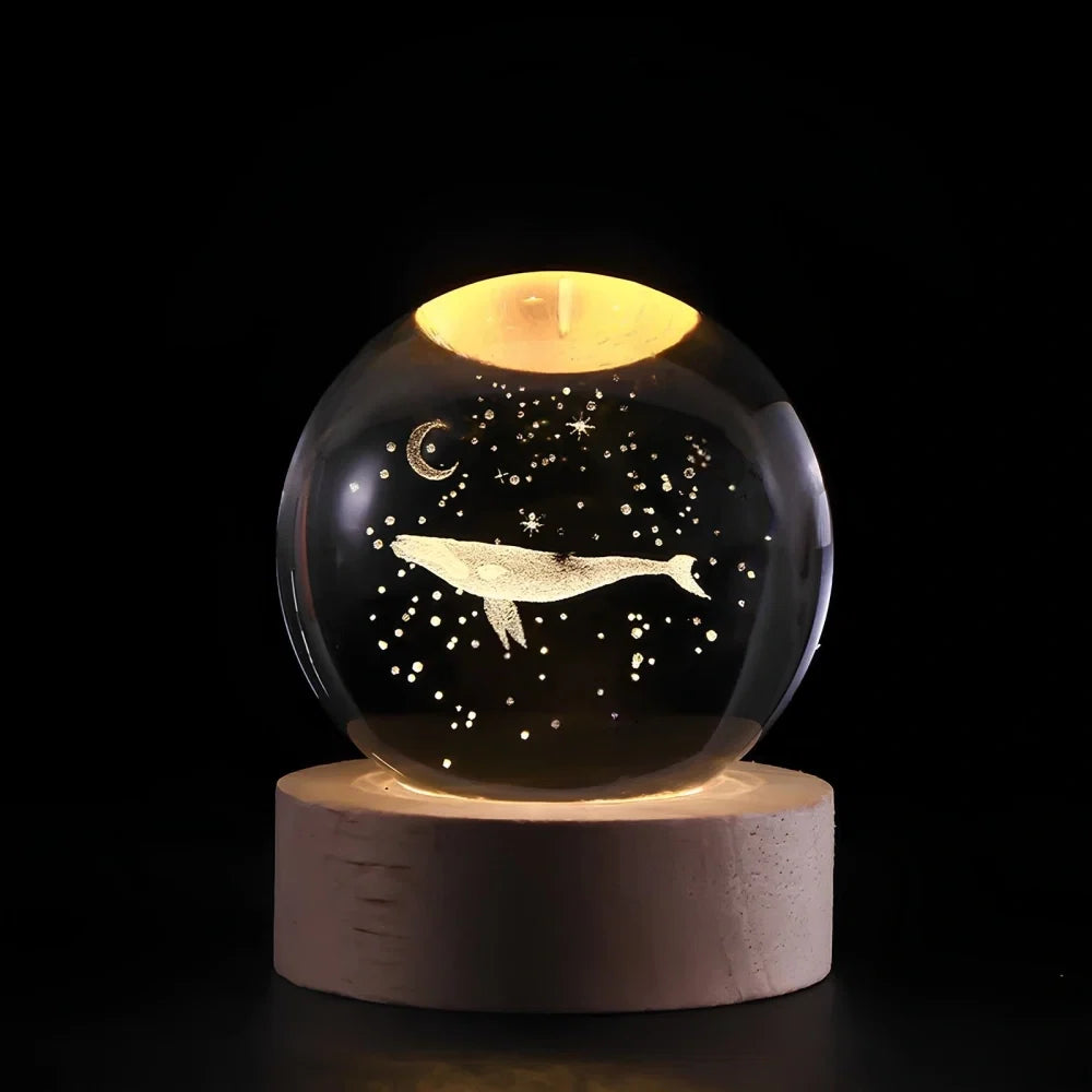 Crystal Ball Night Light - 3D Laser Engraved Sphere